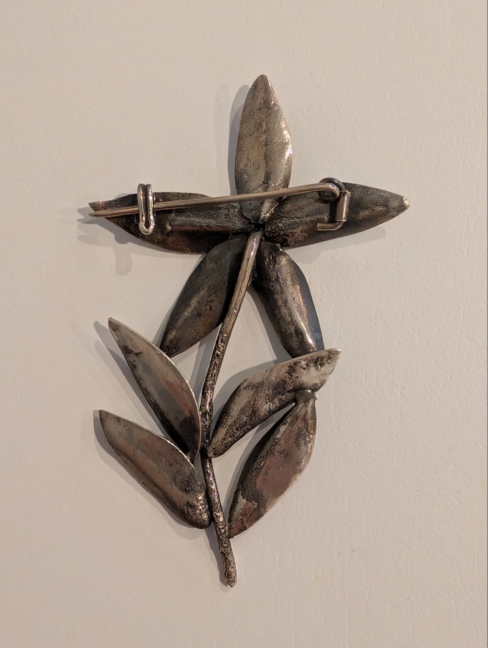 Vintage Silver Floral Leaf Brooch Pin - Picture 2 of 4